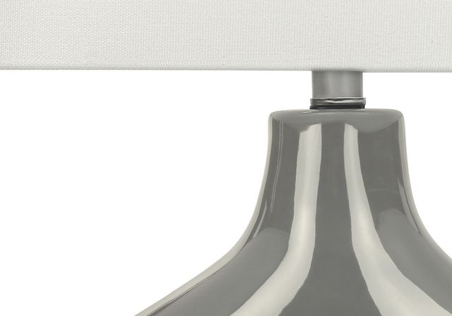 Monarch Specialties Inc. Grey Ceramic Table Lamp with Ivory Shade-2