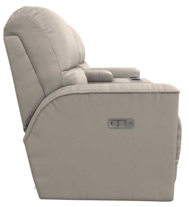 La-Z-Boy® Cade Oyster Leather Power Reclining Loveseat with Console, Headrest, and Lumbar-3