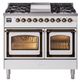 Ilve® Nostalgie II Noblesse 40'' White Pro Style Dual Fuel Range with Burnished Trim-0