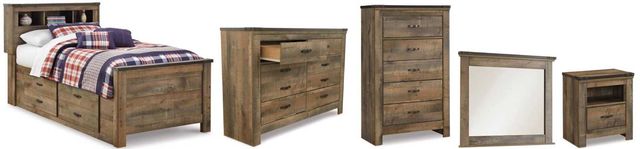 Signature Design by Ashley® Trinell 5-Piece Brown Twin Storage Bookcase Bed Set-0