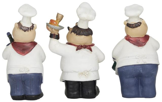Deco Marche 3-Piece White Polystone Chef Sculpture Set-1
