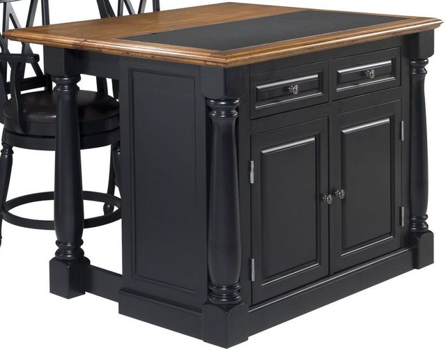 homestyles® Monarch Black/Black Granite/Distressed Oak Kitchen Island-1