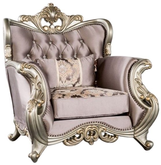 Furniture of America® Albacete Champagne/Purple Accent Chair-0