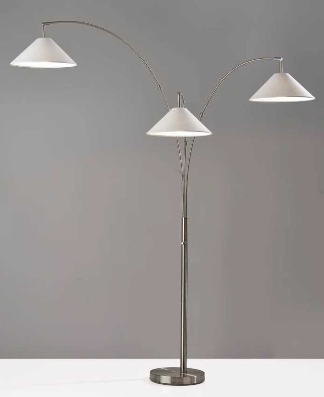 Adesso® Braxton Brushed Steel 3-Arm Arc Floor Lamp-3