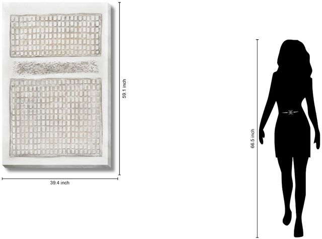 Classy Living Timeless Ivory Gridded Texture Wall Art-2