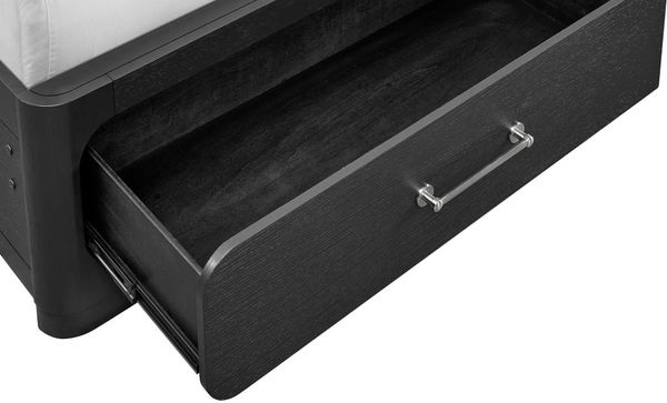 Open drawer on a storage bed