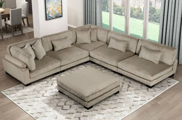 Homelegance® Traverse 6-Piece Taupe 135" Modular Sectional with Ottoman-1