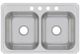 Elkay Celebrity® Brushed Satin 33" x 21" 4-Hole Equal Double Bowl Drop-in Sink-1