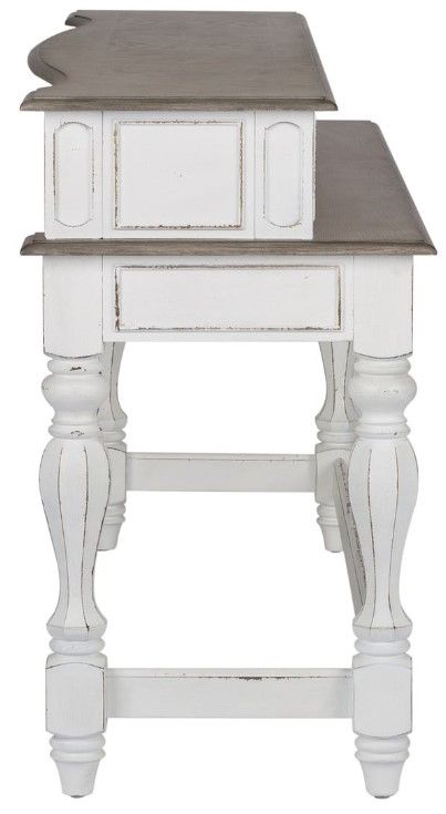 Liberty Furniture Magnolia Manor Weathered Bark Console Bar Table with Antique White Base-3