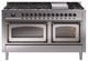 Ilve® Nostalgie II Noblesse 60'' Stainless Steel Pro Style Dual Fuel Range with Burnished Trim-0