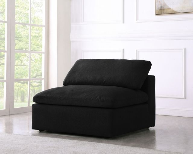 Meridian Furniture Serene Black Linen Fabric Deluxe Cloud Armless Chair-3