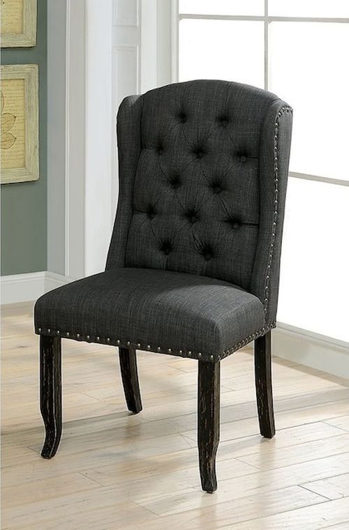 Furniture of America® Sania 2-Piece Antique Black/Gray Side Chair Set-1