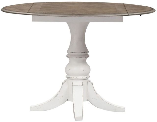 Liberty Furniture Magnolia Manor 5-Piece Antique White/Weathered Bark Optional Drop Leaf Dining Set-2