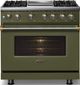 Viking® 5 Series 36" Martini Pro Style Dual Fuel (LP) Range with Brushed Brass Trim-2