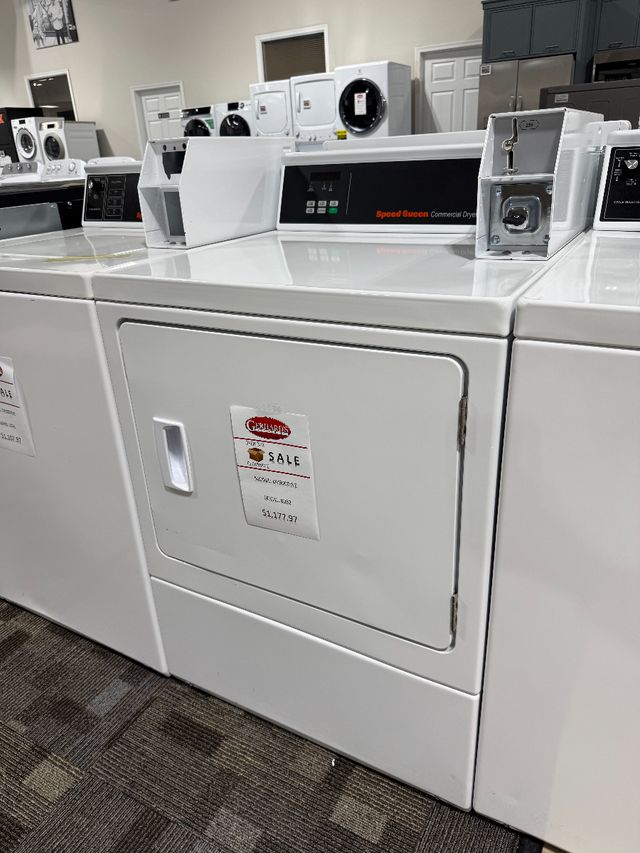 Speed Queen® Commercial 7.0 Cu. Ft. White Coin Drop Front Load Electric Dryer-0