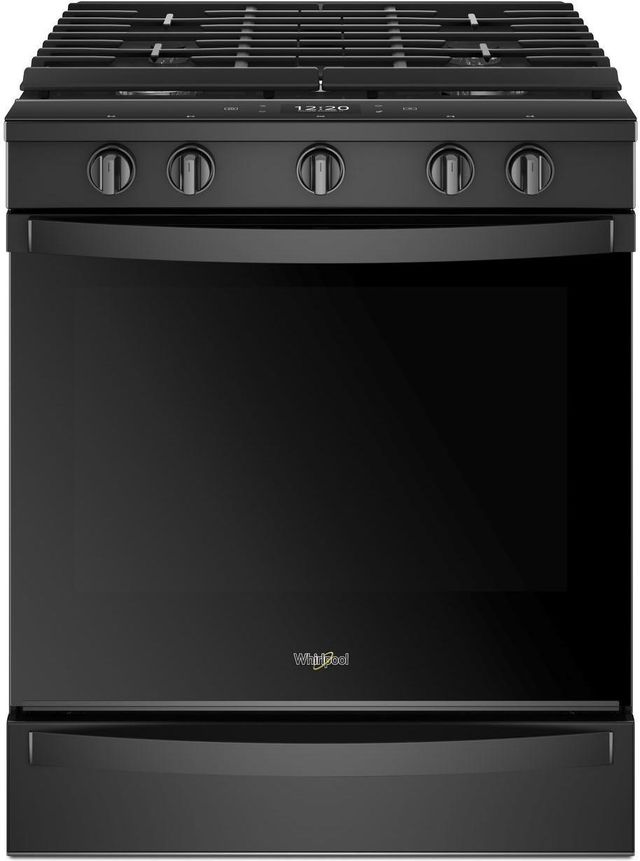 Whirlpool® 30" Smart Slide-In Gas Range-Black-0