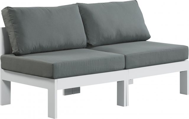 Meridian Furniture Nizuc 2-Piece Gray/White Aluminum/Fabric Outdoor Patio Armless Modular Loveseat-0