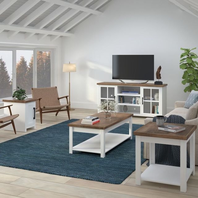 Legends Home Hampton Barnwood End Table with Jasmin White Base-1