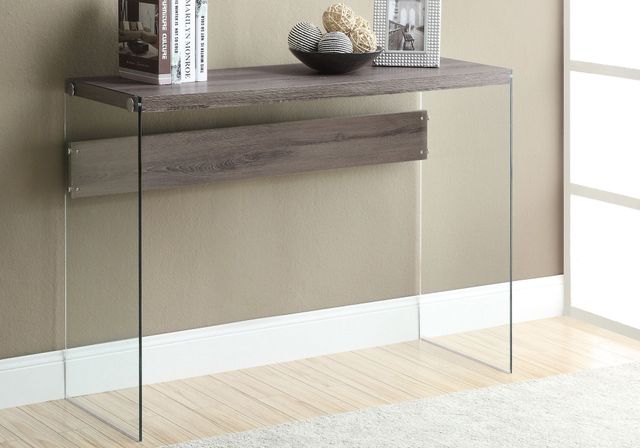 Monarch Specialties Inc. Dark Taupe 44" Tempered Glass Console Table-1