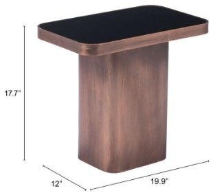 Zuo® Modern Marcos Black Top Side Table with Antique Bronze Base-3