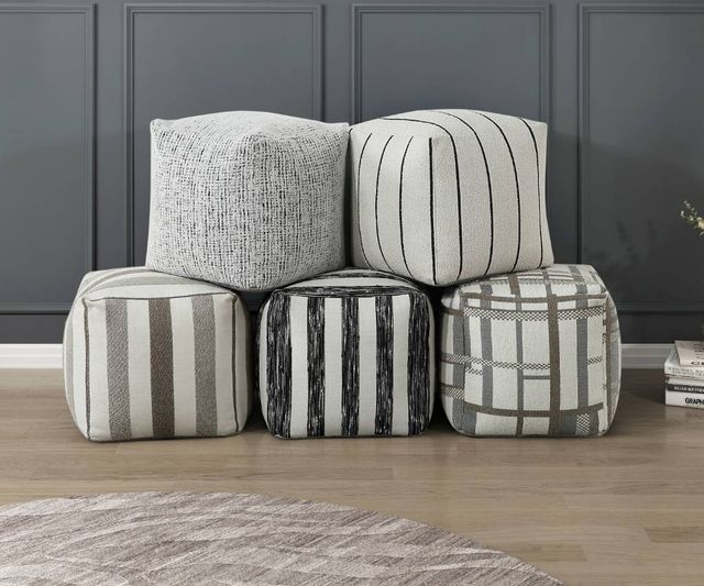 Homelegance® Easley Black/White Striped Pouf-3