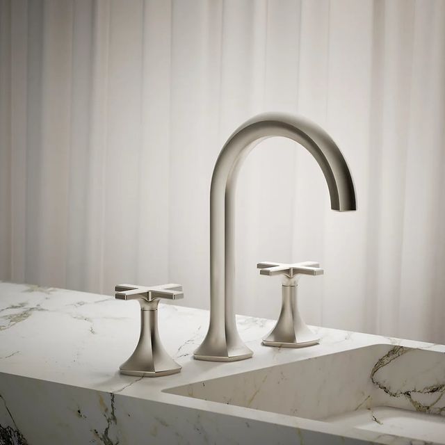 KOHLER® Occasion® Vibrant Brushed Nickel Cross Bathroom Sink Faucet Handles-3