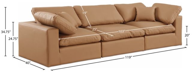 Meridian Furniture Comfy 3-Piece Cognac Modular Sectional Sofa-3