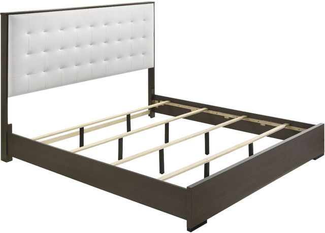 Crown Mark Sharpe Gray Queen Upholstered Panel Bed-1