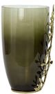 A & B Home Gold/Green Small Glass Capri Aluminum Leaf Vase-2