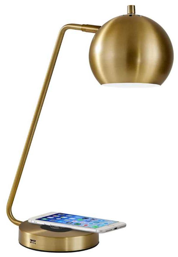 Adesso® Emerson Antique Brass AdessoCharge Table Lamp-1