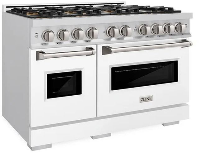 ZLINE 48" 6.7 cu. ft. Dual Fuel Range with 8 Burner DuoPro™ Cooktop and Dual Ovens with White Matte Doors -2