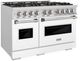 ZLINE 48" 6.7 cu. ft. Dual Fuel Range with 8 Burner DuoPro™ Cooktop and Dual Ovens with White Matte Doors -2