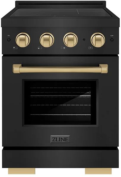 ZLINE Autograph Edition Paramount 24" Black Stainless Steel Pro Style Induction Range with Champagne Bronze Accents-0