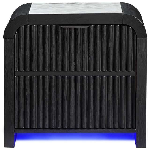 Global Furniture USA Beckett Black/White Nightstand with LED and Cooler-0