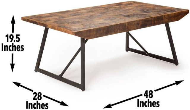 Steve Silver Co. Walden Brown Parquet Cocktail Table with Black Base-2