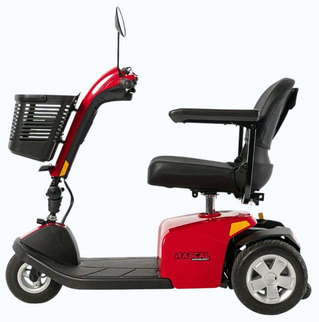 Mega Motion Rascal® Conquest Black/Red 3-Wheel Mobility Scooter-3