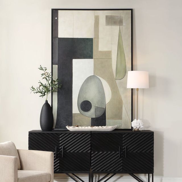 Uttermost® Fair Trade Black/Brown/Gray/Green Geometric Abstract Art-1