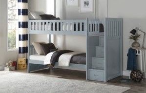 Mazin Furniture Orion Gray Twin/Twin Youth Step Bunk Bed-2