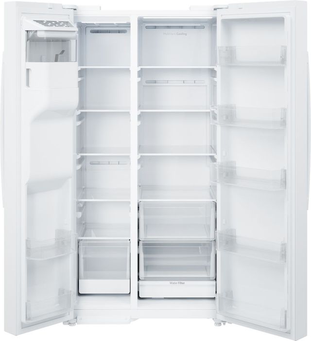 GE® 36" 23.6 Cu. Ft. White Counter Depth Side-By-Side Refrigerator with Extra Tall Dispenser and In-Door Icemaker-1