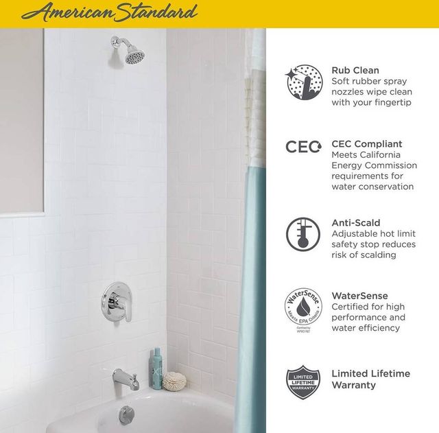 American Standard Colony® PRO Polished Chrome Tub and Shower Trim Kit with Pressure Balance Cartridge-4