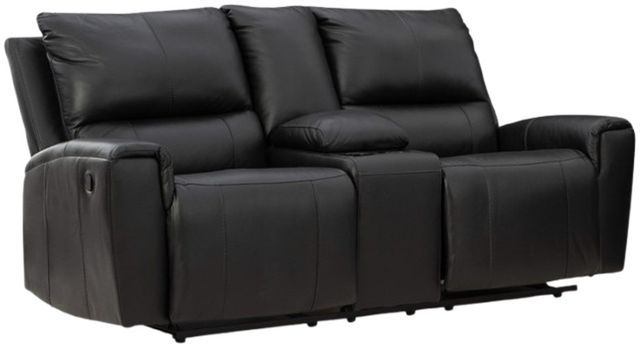 Signature Design by Ashley® Glossmore Black Manual Reclining Loveseat with Console-0
