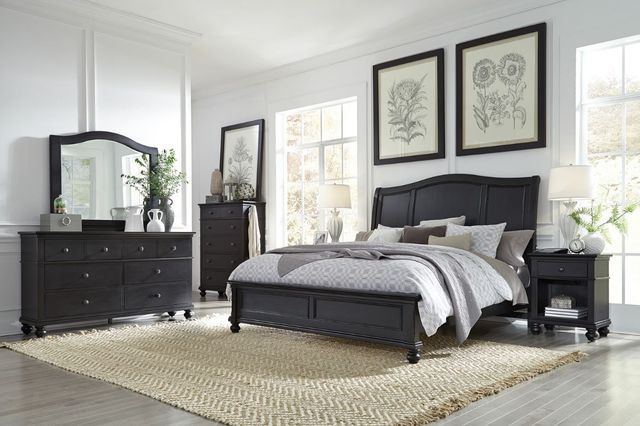 aspenhome® Oxford Rubbed Black Queen Sleigh Bed-1