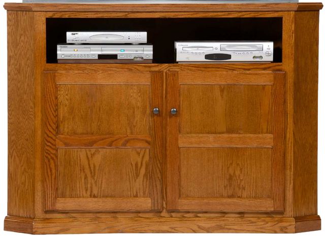 American Heartland Manufacturing Oak 57" Plain Base Tall Corner TV Stand