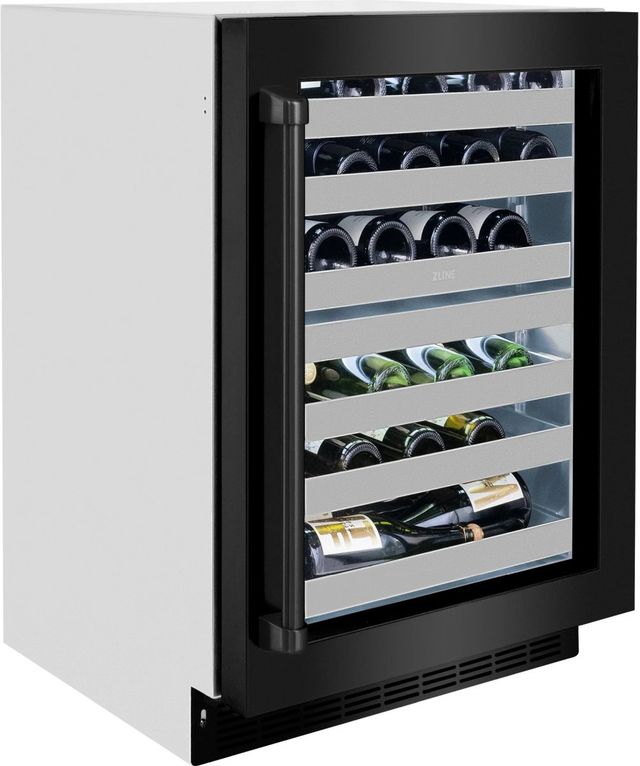 ZLINE Touchstone 24" 4.8 Cu. Ft. Stainless Steel Wine Cooler with Black Stainless Steel Glass Door-2