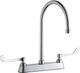 Elkay Chrome 8" Centerset Exposed Deck Faucet with 8" Gooseneck Spout and 6" Wristblade Handles-0