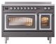 Ilve® Nostalgie II Noblesse 48'' Graphite Matte Pro Style Induction Range with Chrome Trim-1