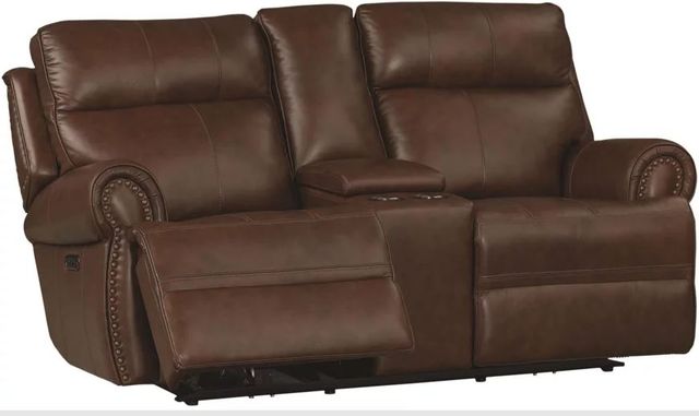 Bassett® Furniture Claremont Kobe Leather Loveseat with Console-1