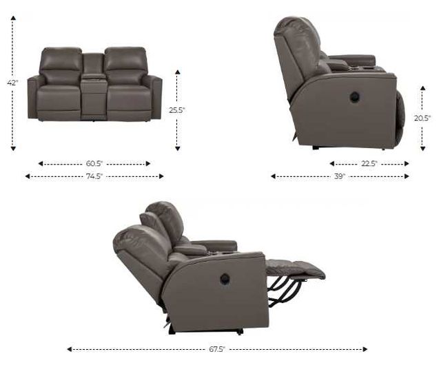 La-Z-Boy® Cade Oyster Leather Manual Reclining Loveseat with Console-2