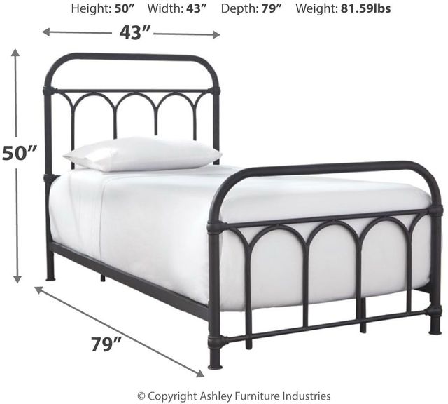 Signature Design by Ashley® Nashburg Black Youth Twin Metal Rod Bed-2