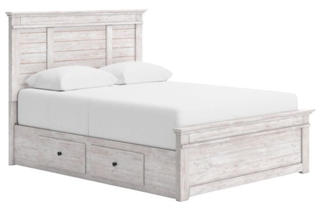 Signature Design by Ashley® Makidern Whitewash Queen Panel Bed with 2-Drawer Storage-0
